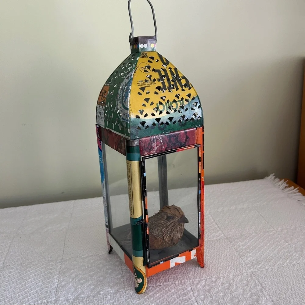 Urban Outfitters Y2K Colorful Upcycled Metal Lantern • Pierced Tin •